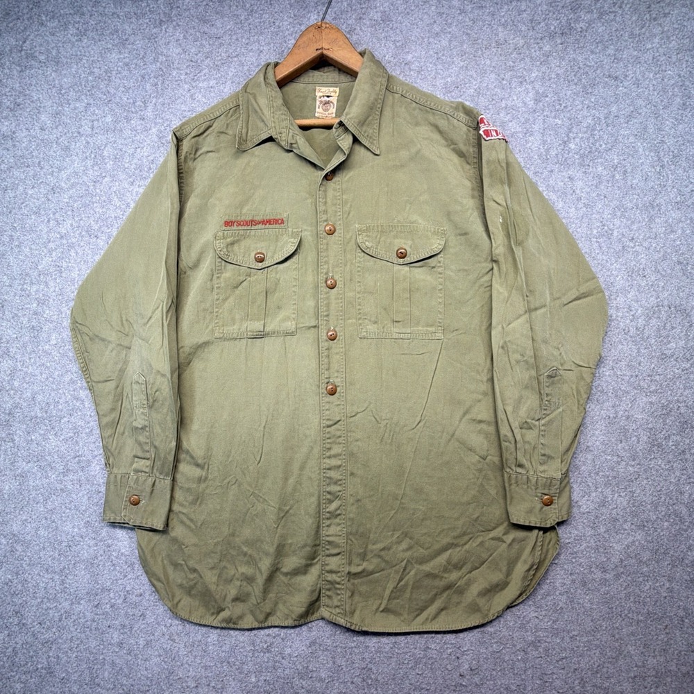 Vintage BSA Boy Scouts Uniform Men's L / XL Sanforized Poplin 50s